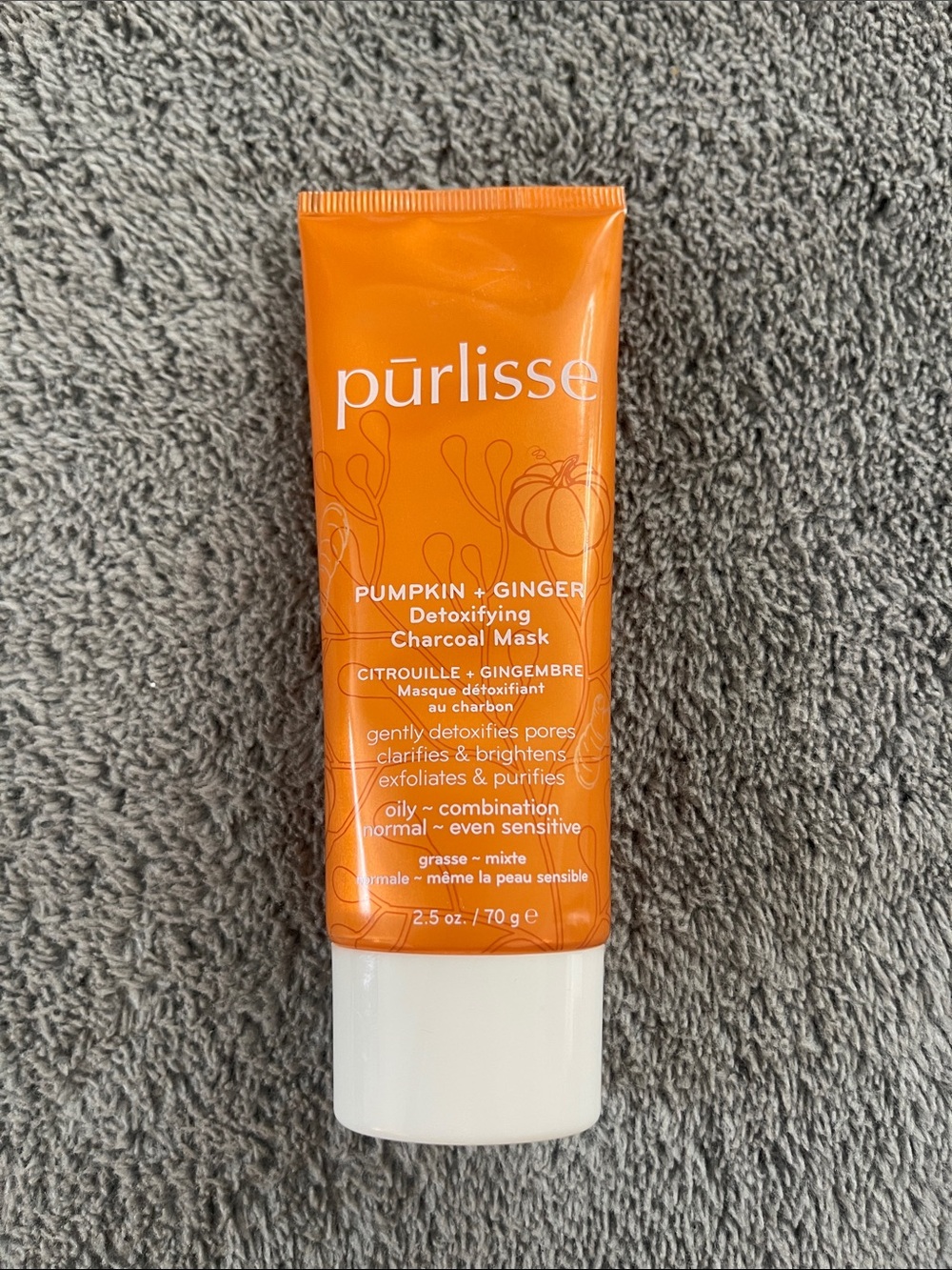 purlisse Pumpkin + Ginger Detoxifying Charcoal Mask - Orange & White